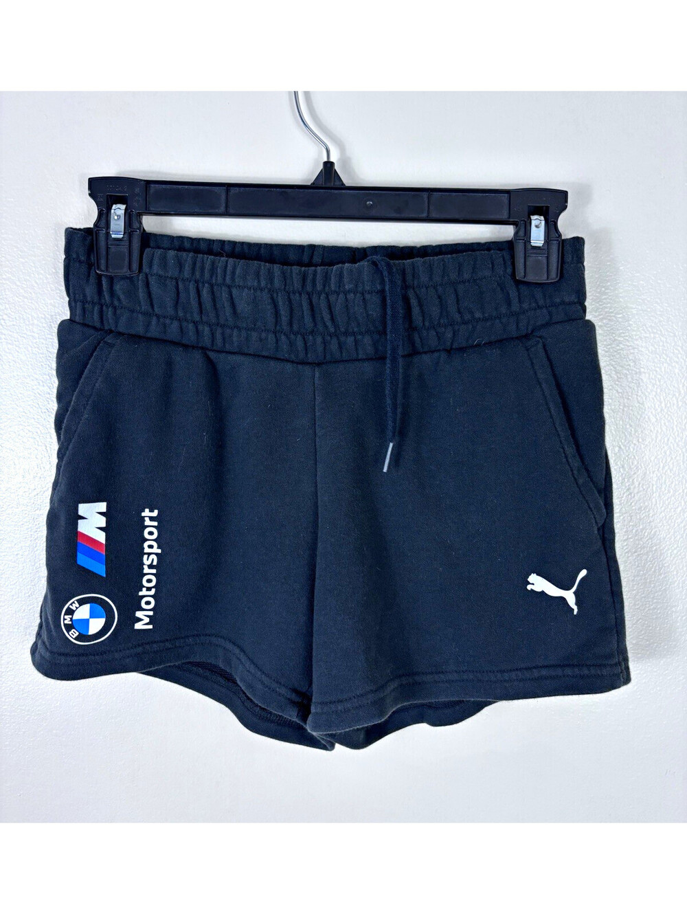 Puma BMW M Motorsport Fleece Shorts Women's Size XS Black Lounge Athletic